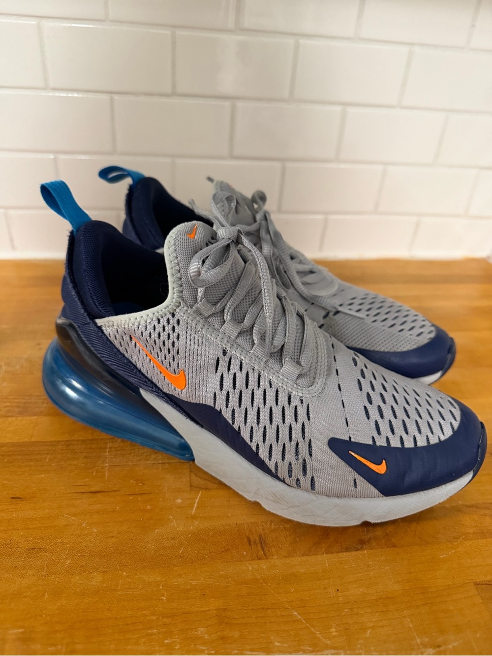 Nike Kids Air Max 270 Sneaker - Grey, Navy & Orange